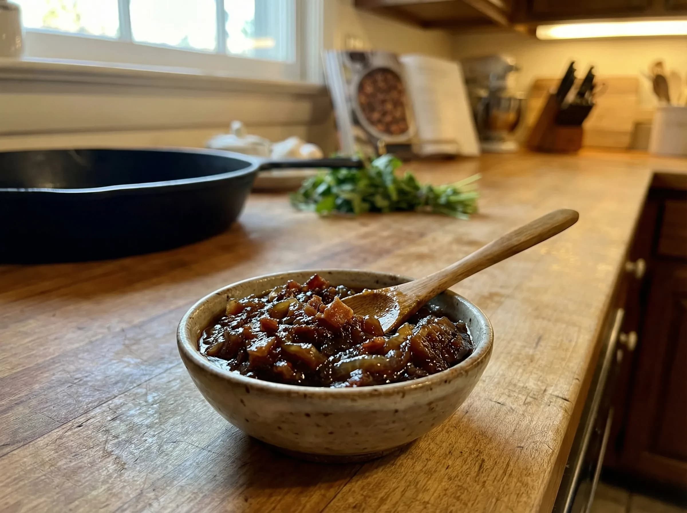 Savory bacon jam with caramelized onions for gourmet burgers