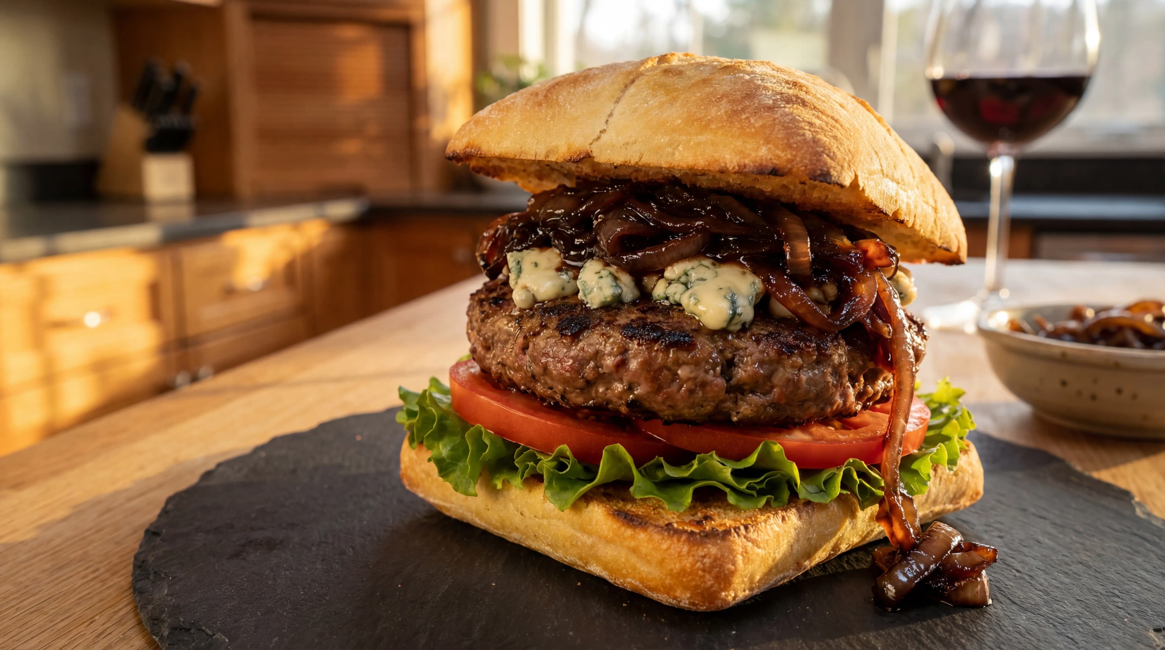 Blue Cheese Caramelized Onion Burger
