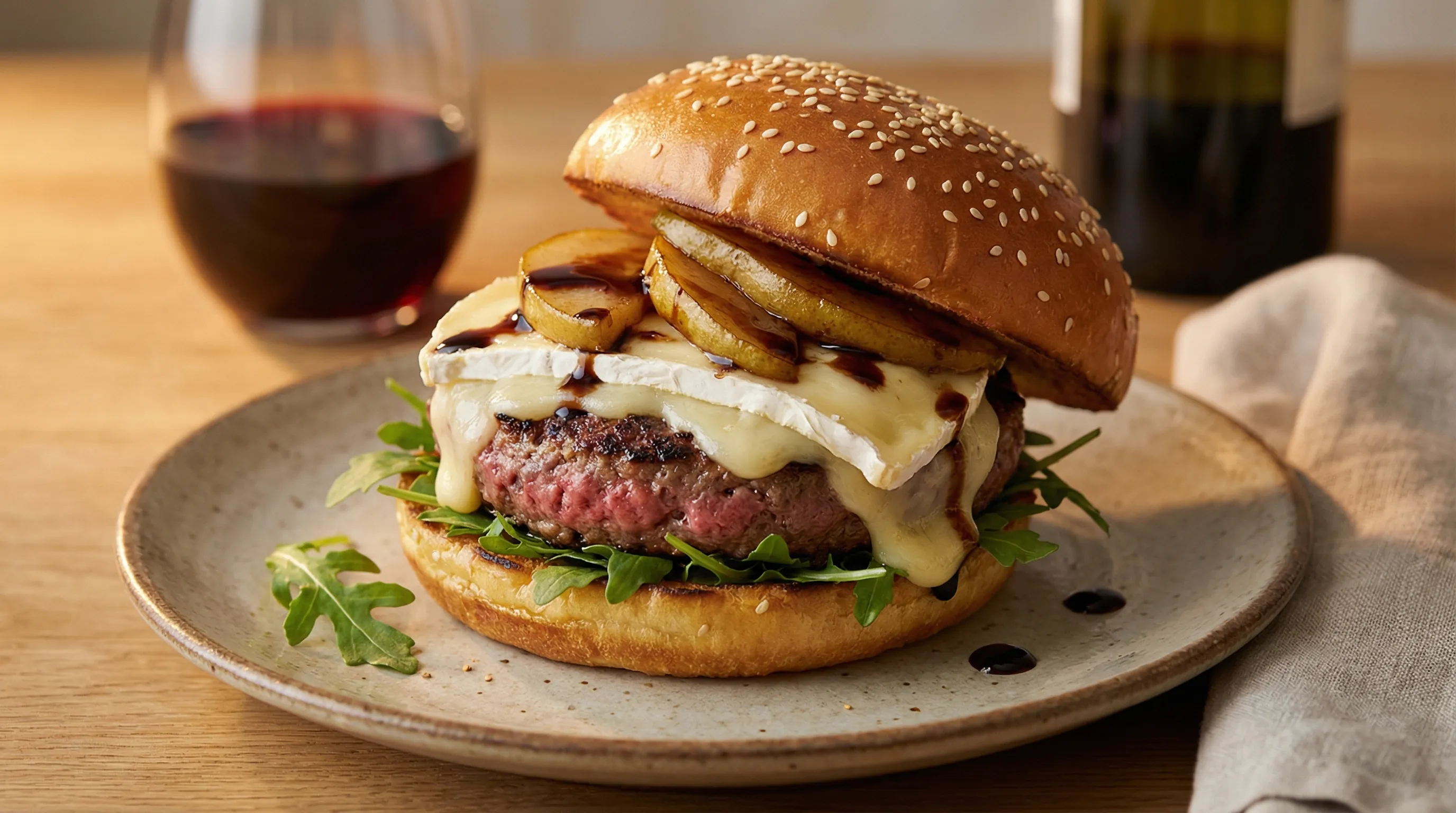 Caramelized Pear & Brie Burger
