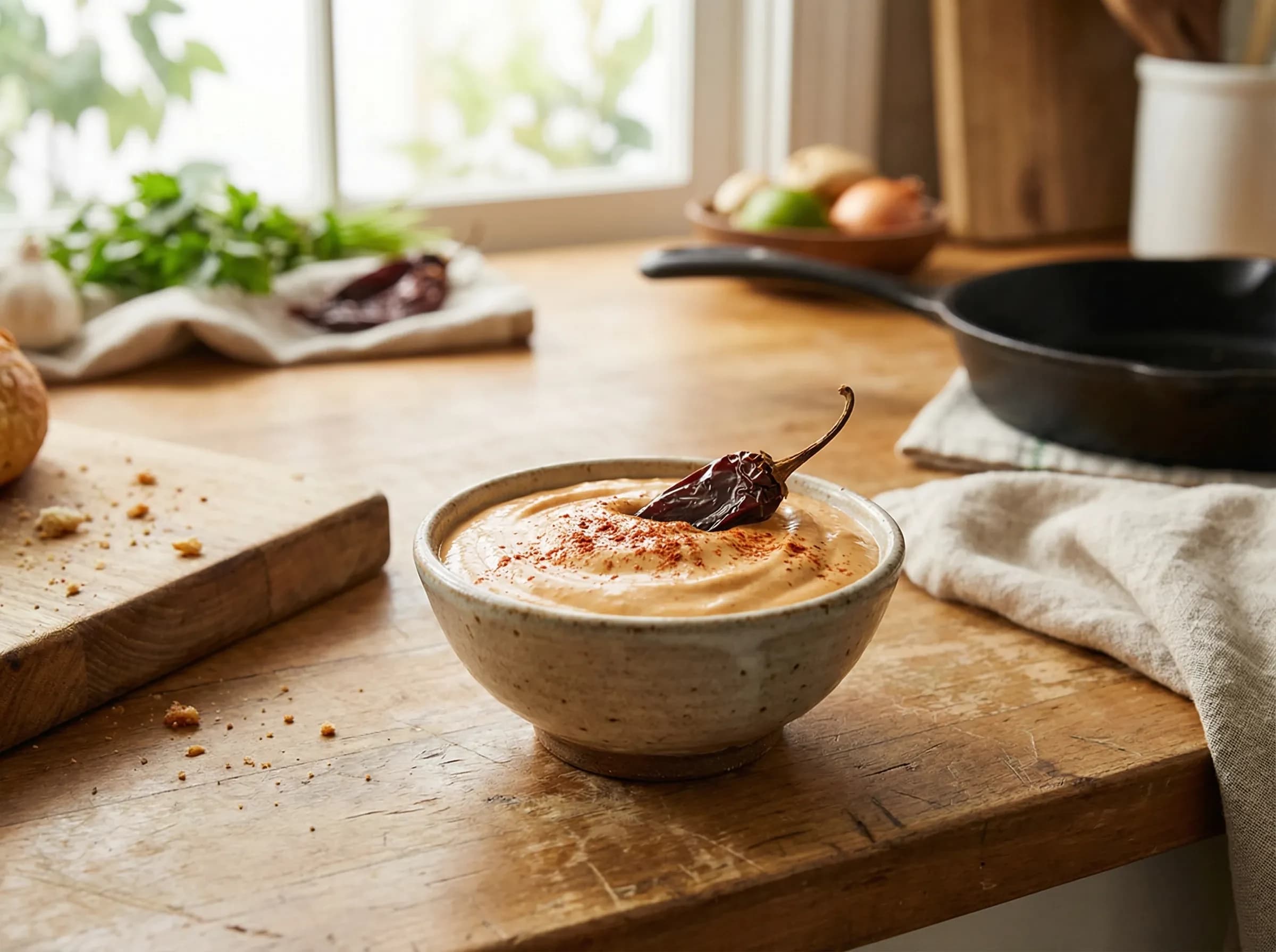 Smoky chipotle mayo sauce with chipotle peppers in adobo