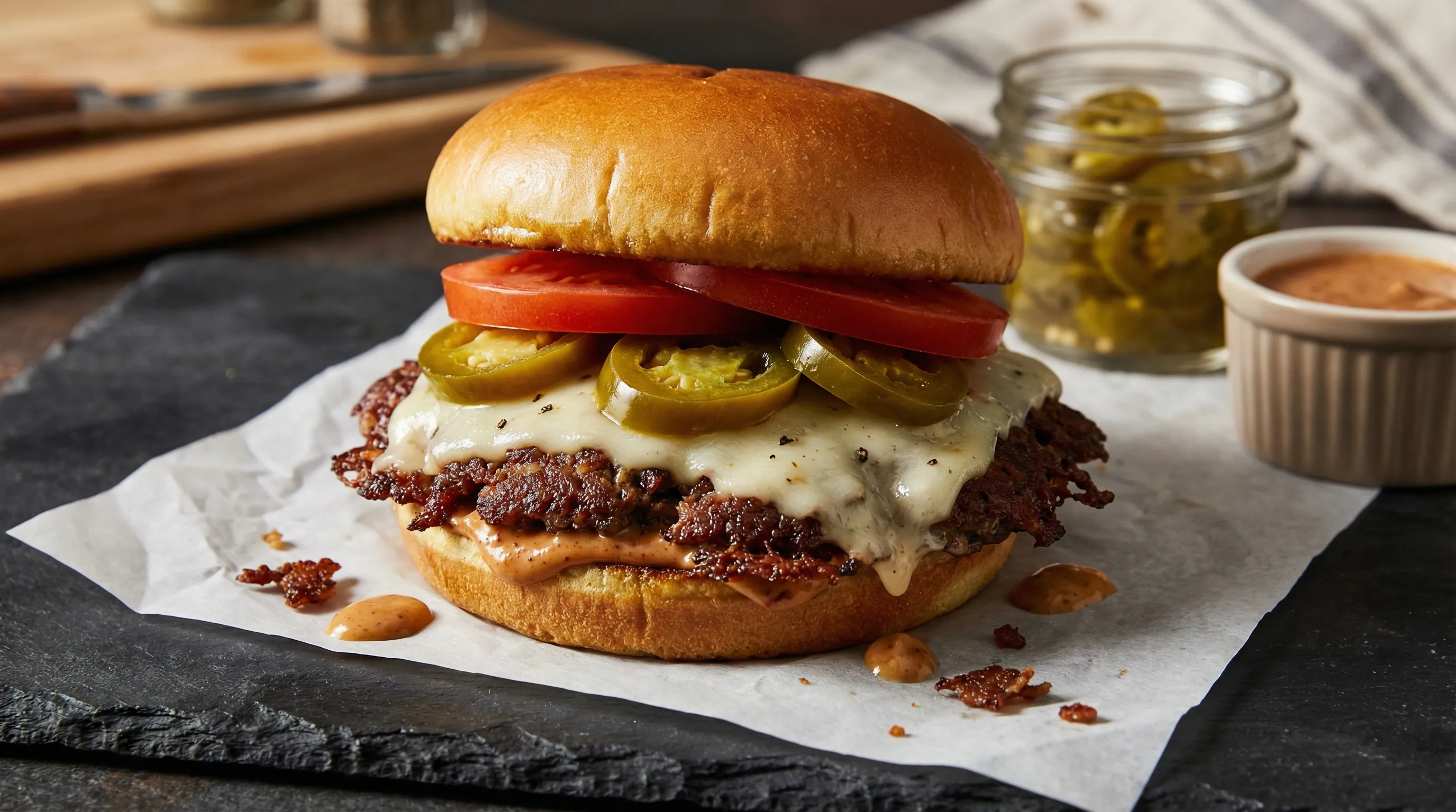 Firecracker Jalapeño Pepper Jack Burger