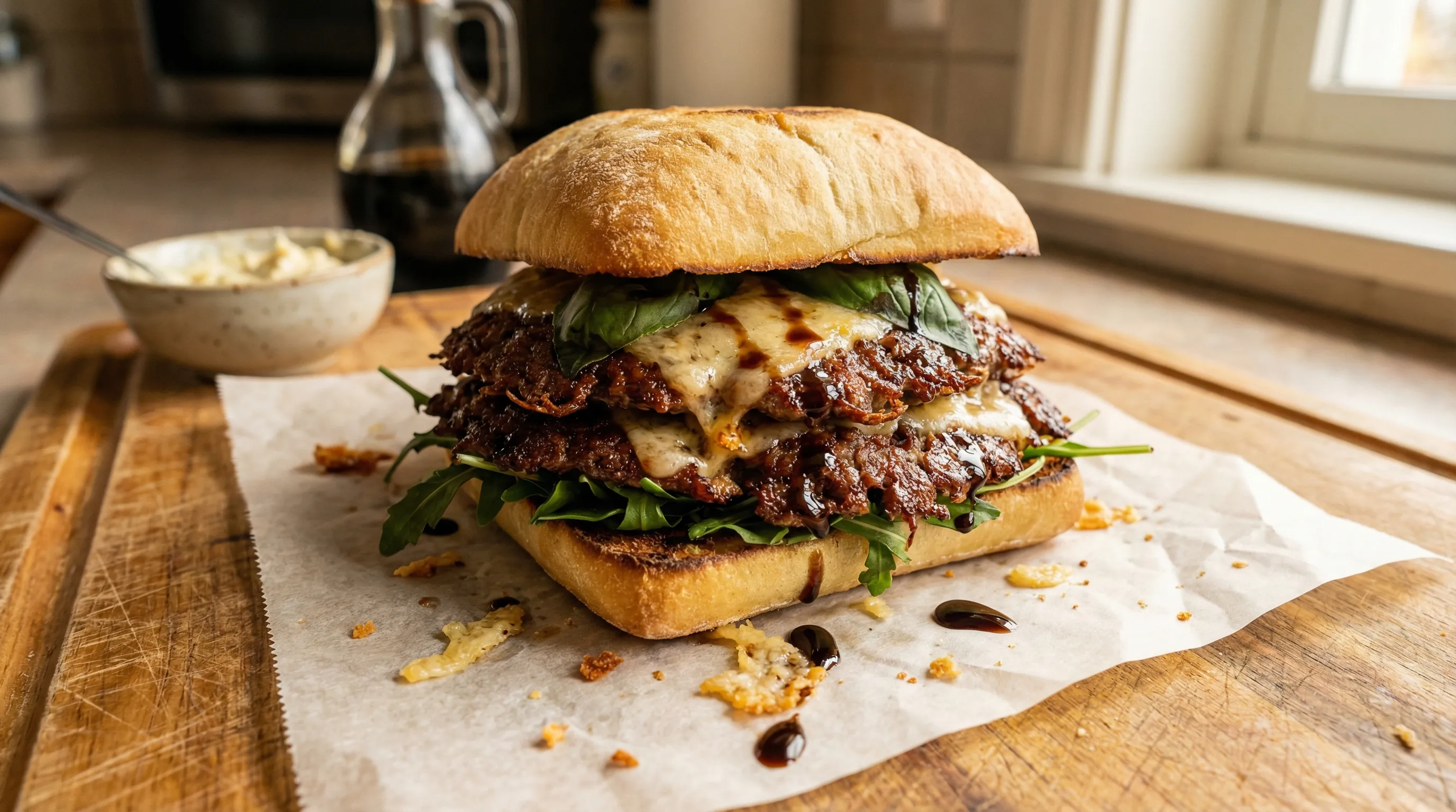 Garlic Parmesan Smash Burger