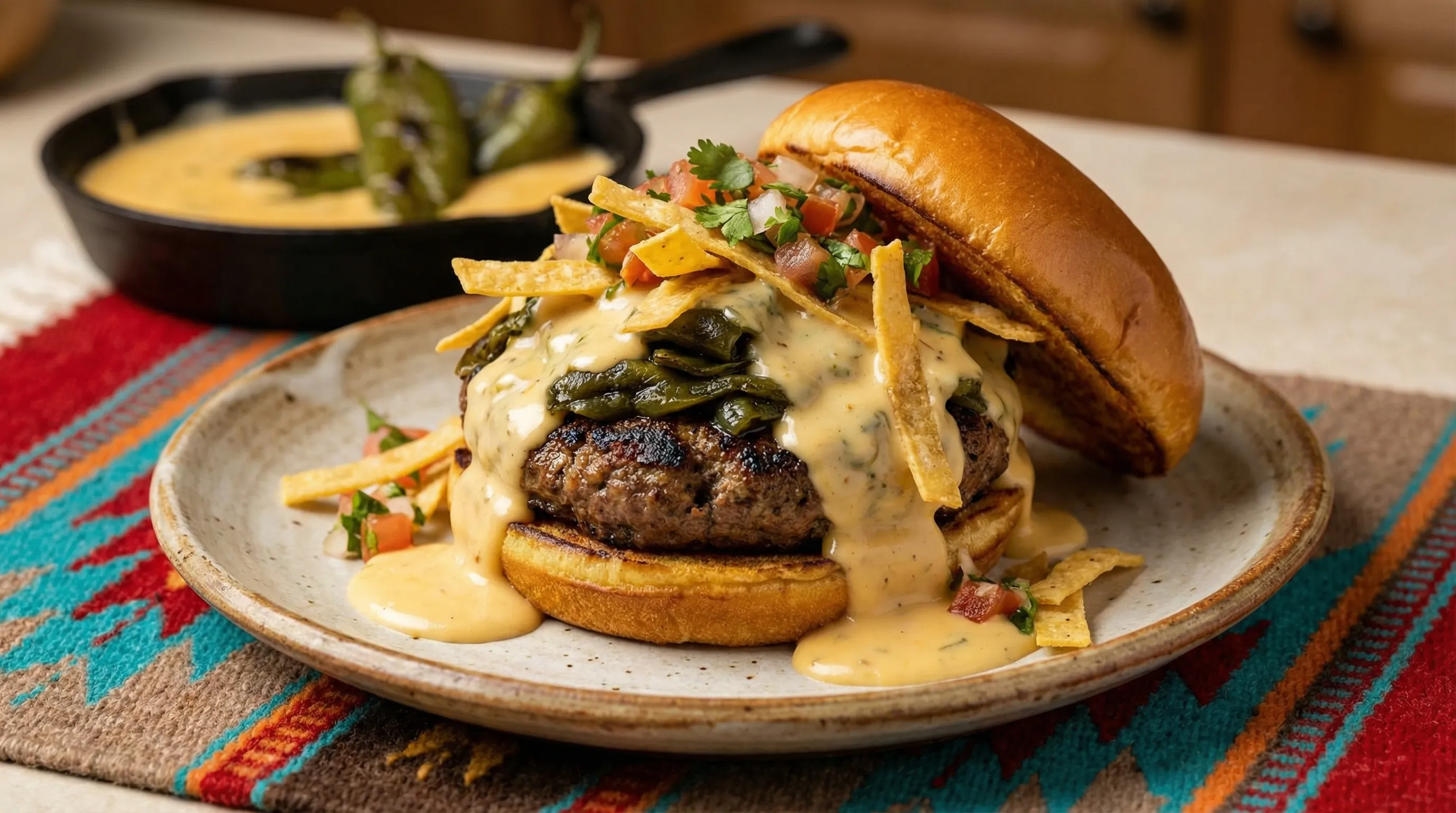 Green Chile Queso Burger