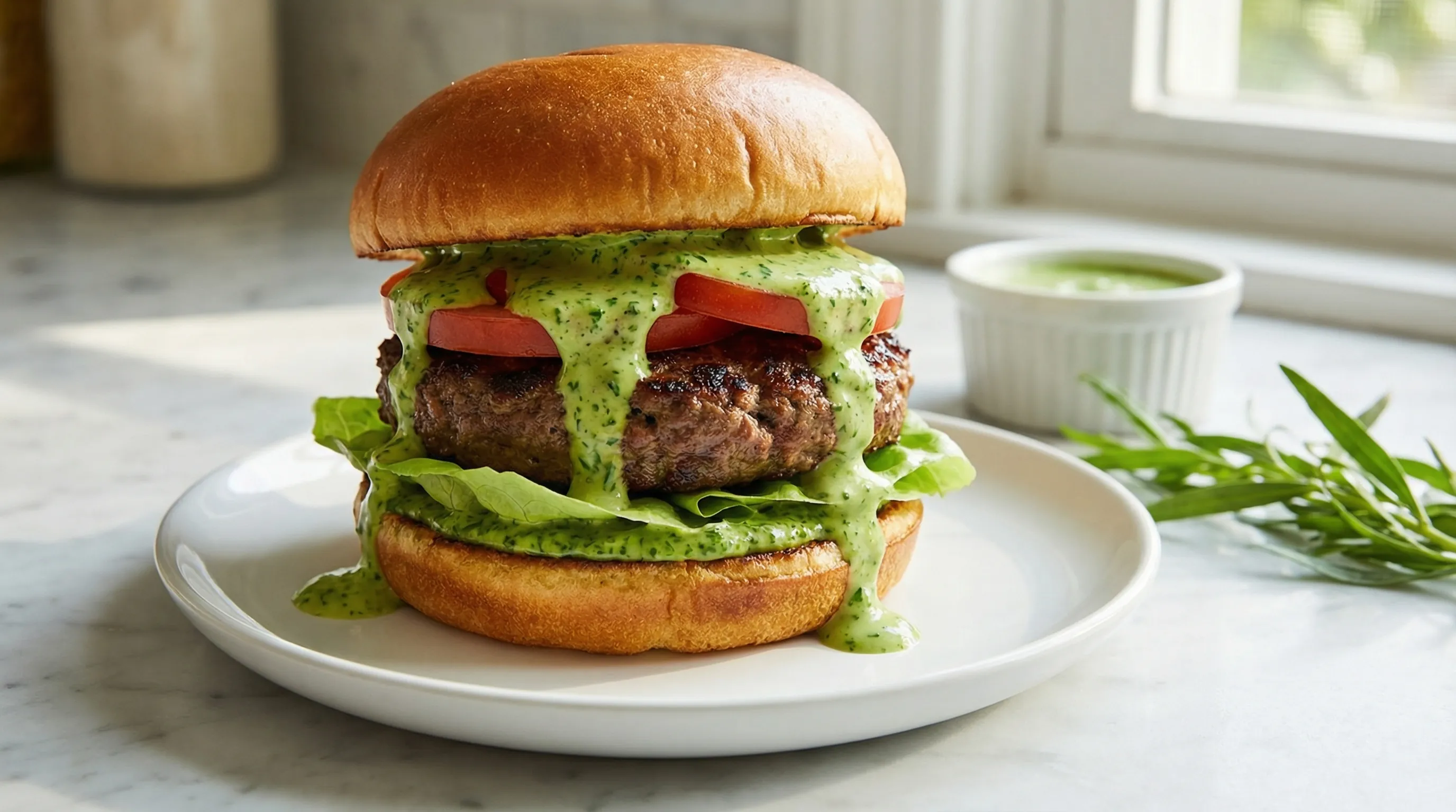Green Goddess Herb Sauce Burger