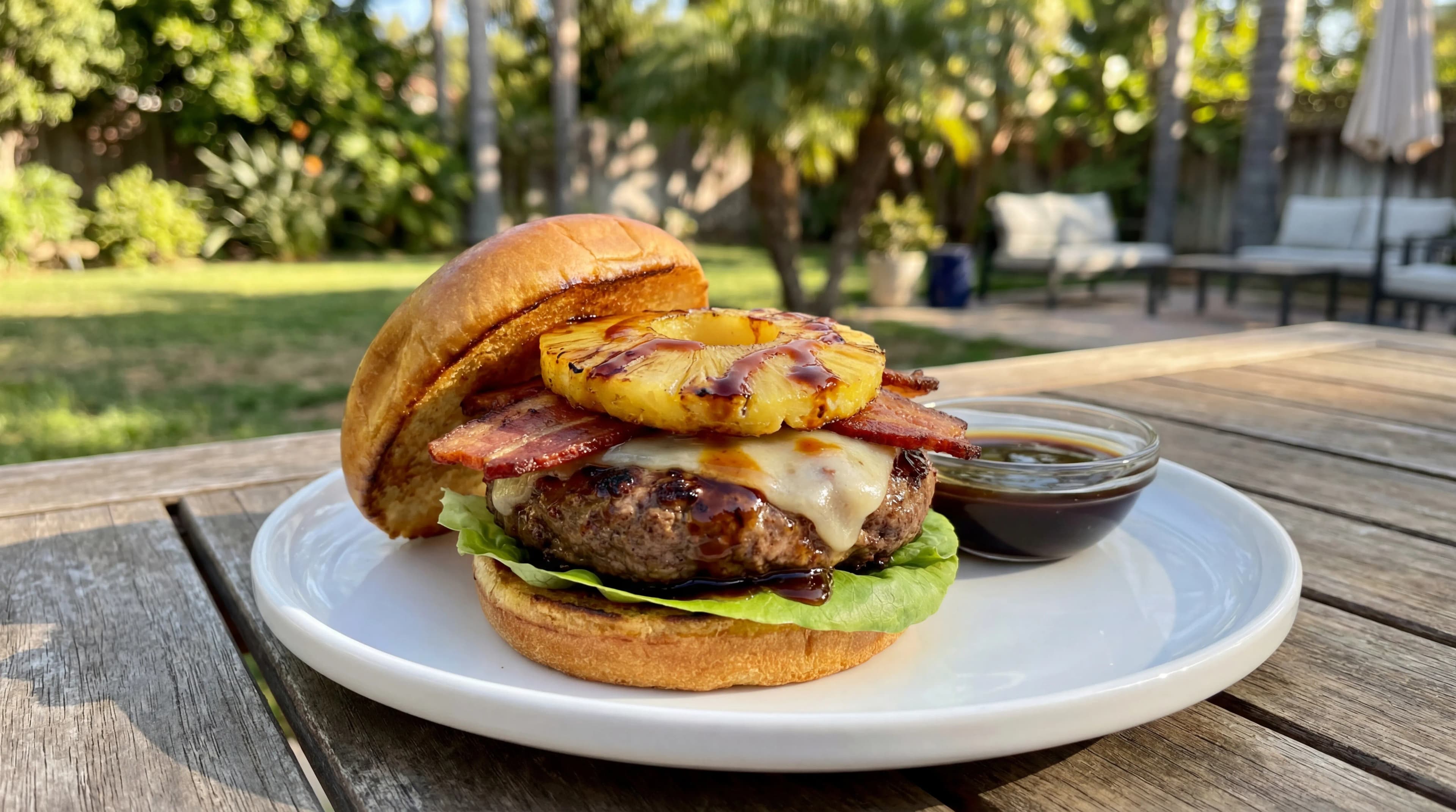 Hawaiian Teriyaki Burger with Grilled Pineapple
