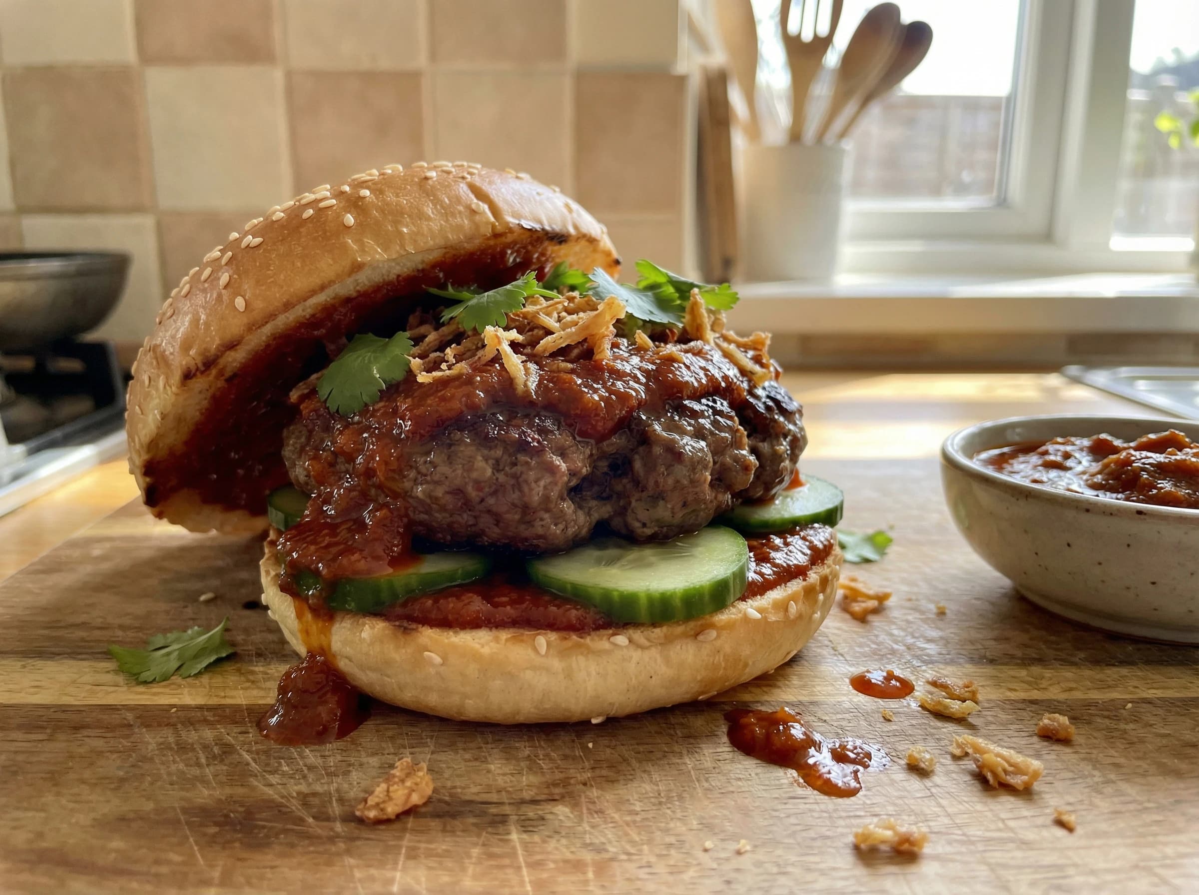 Malaysian Rendang Beef Burger