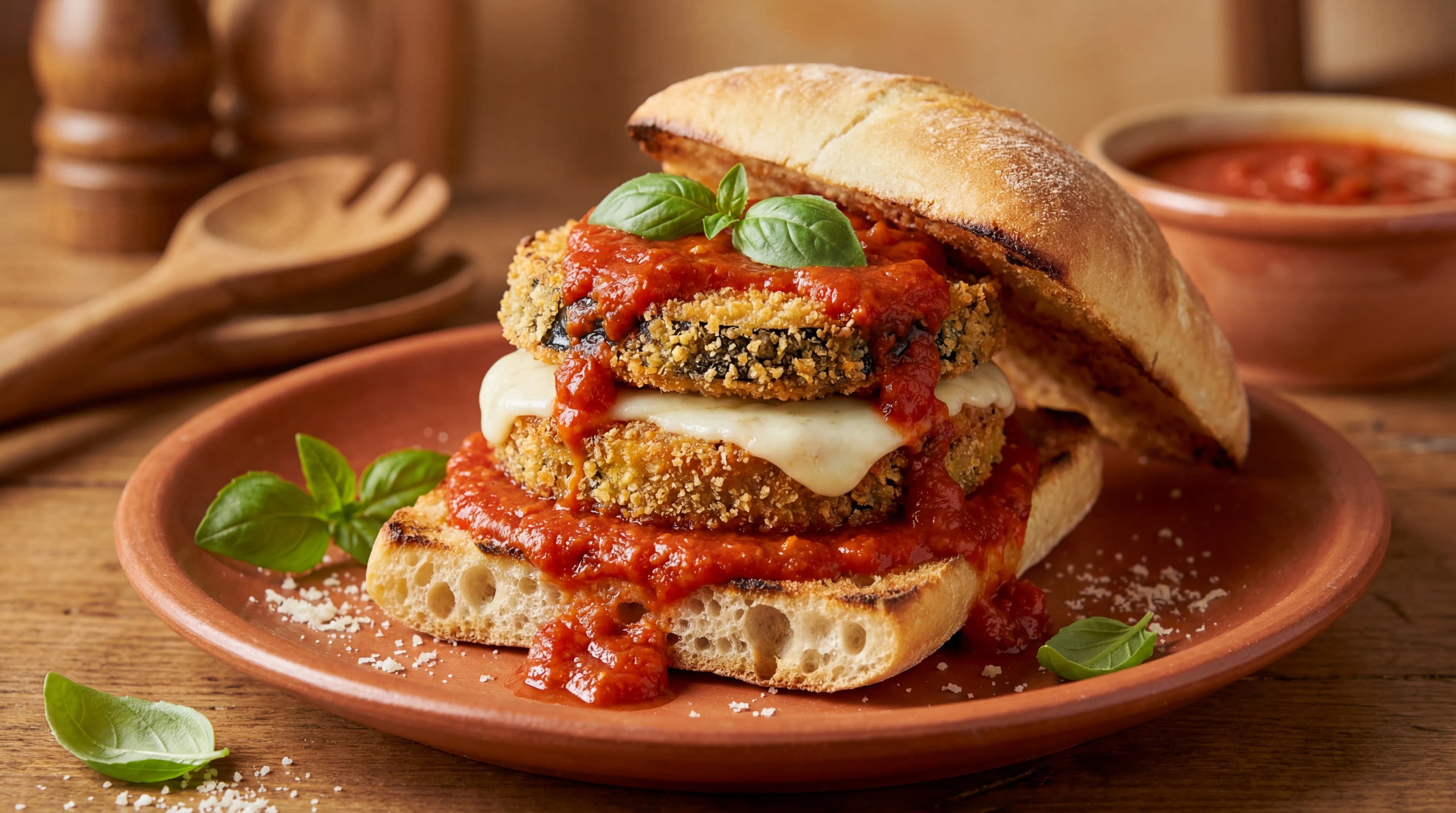 Sicilian Eggplant Parmesan Burger