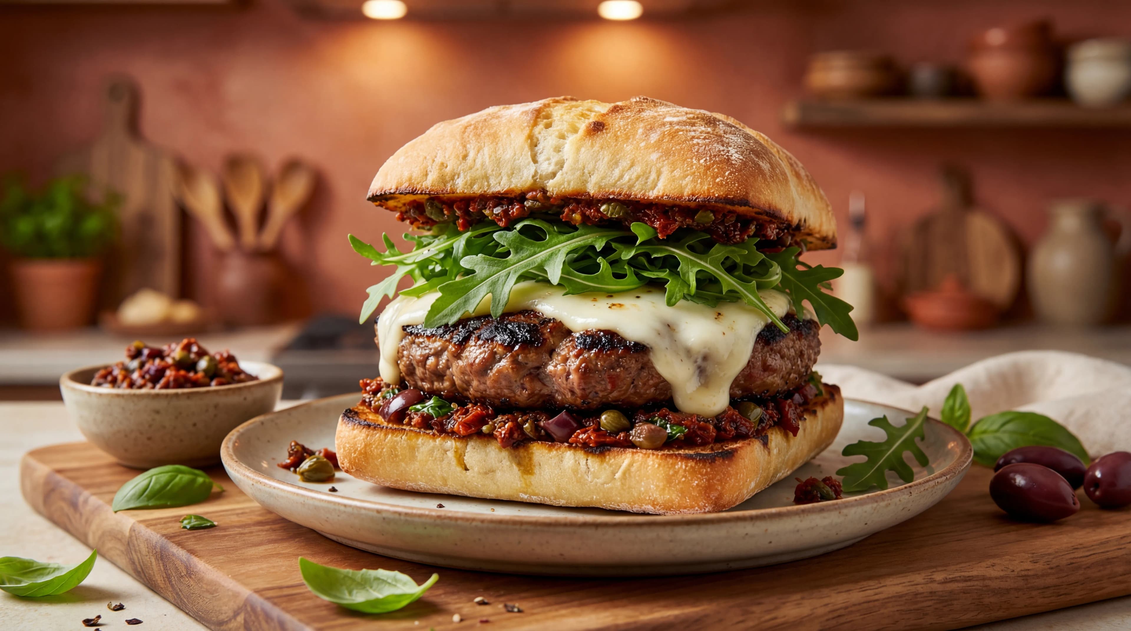 Sun-Dried Tomato Tapenade Burger