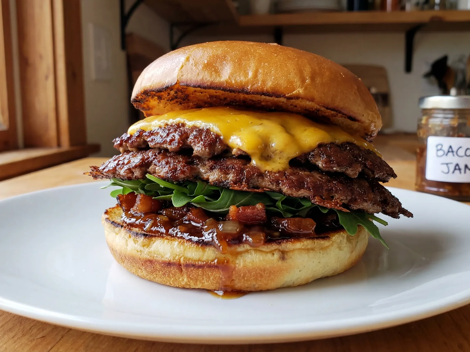 Bacon Jam Cheddar Smash Burger