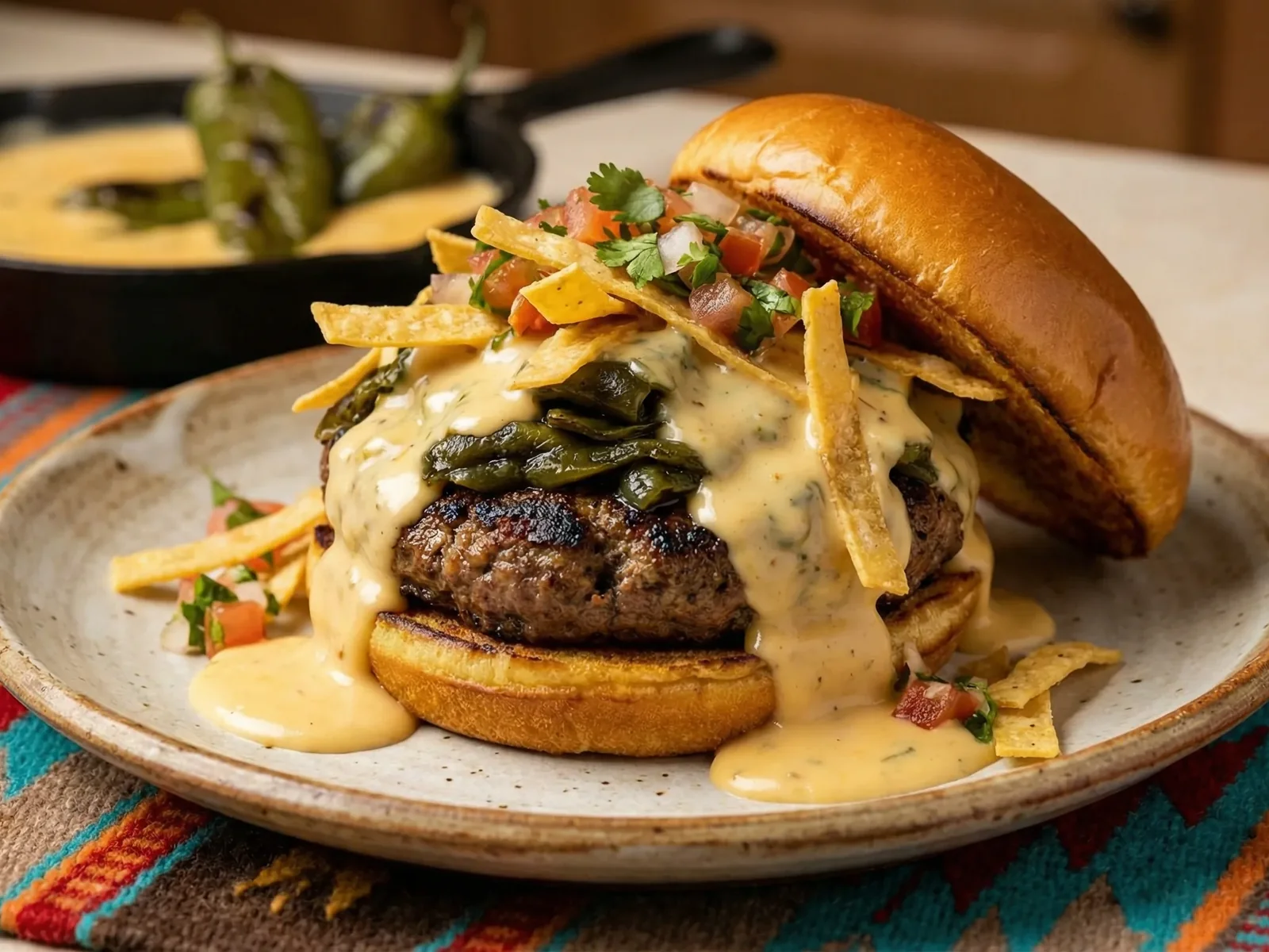 Green Chile Queso Burger