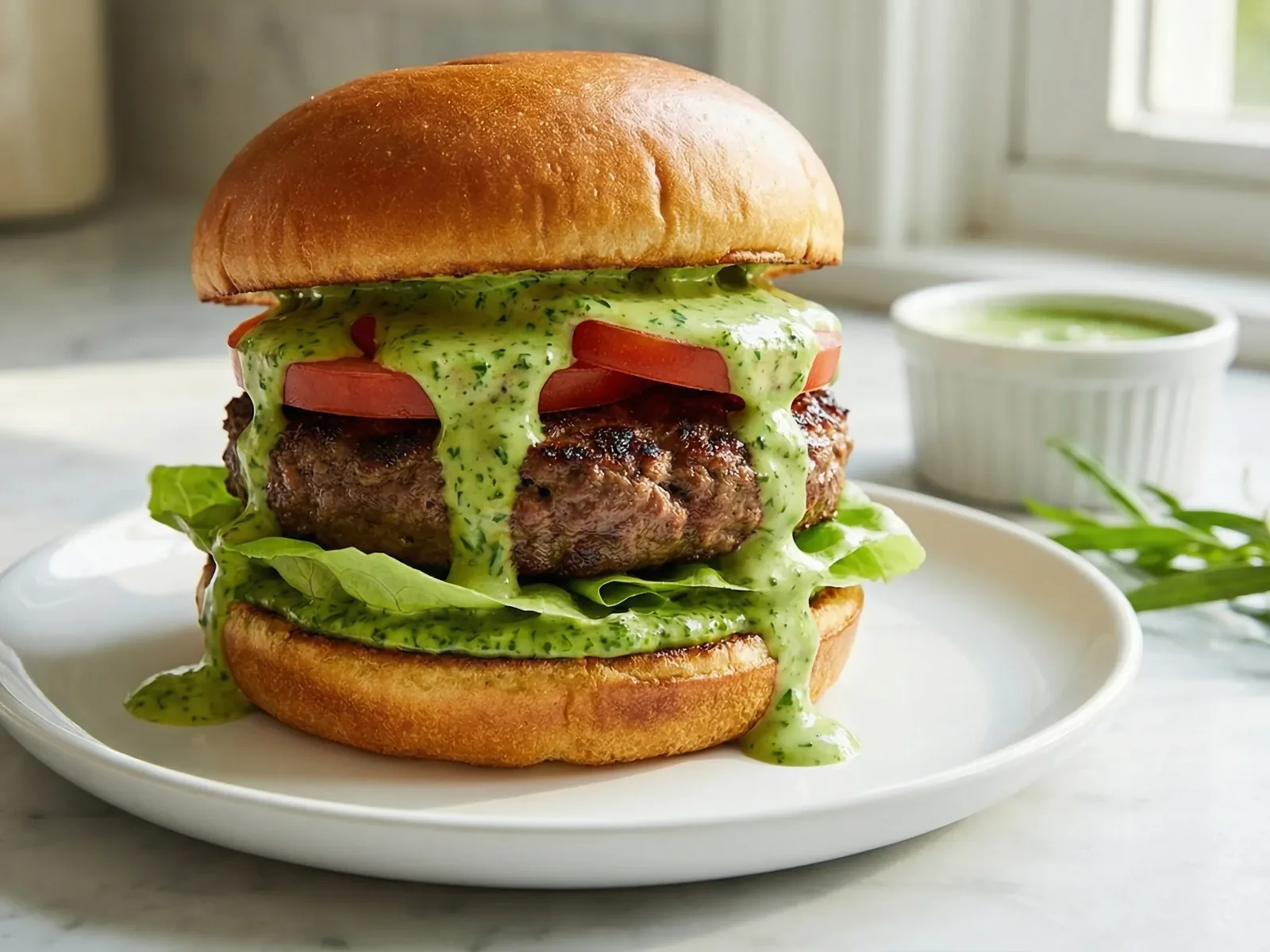 Green Goddess Herb Sauce Burger
