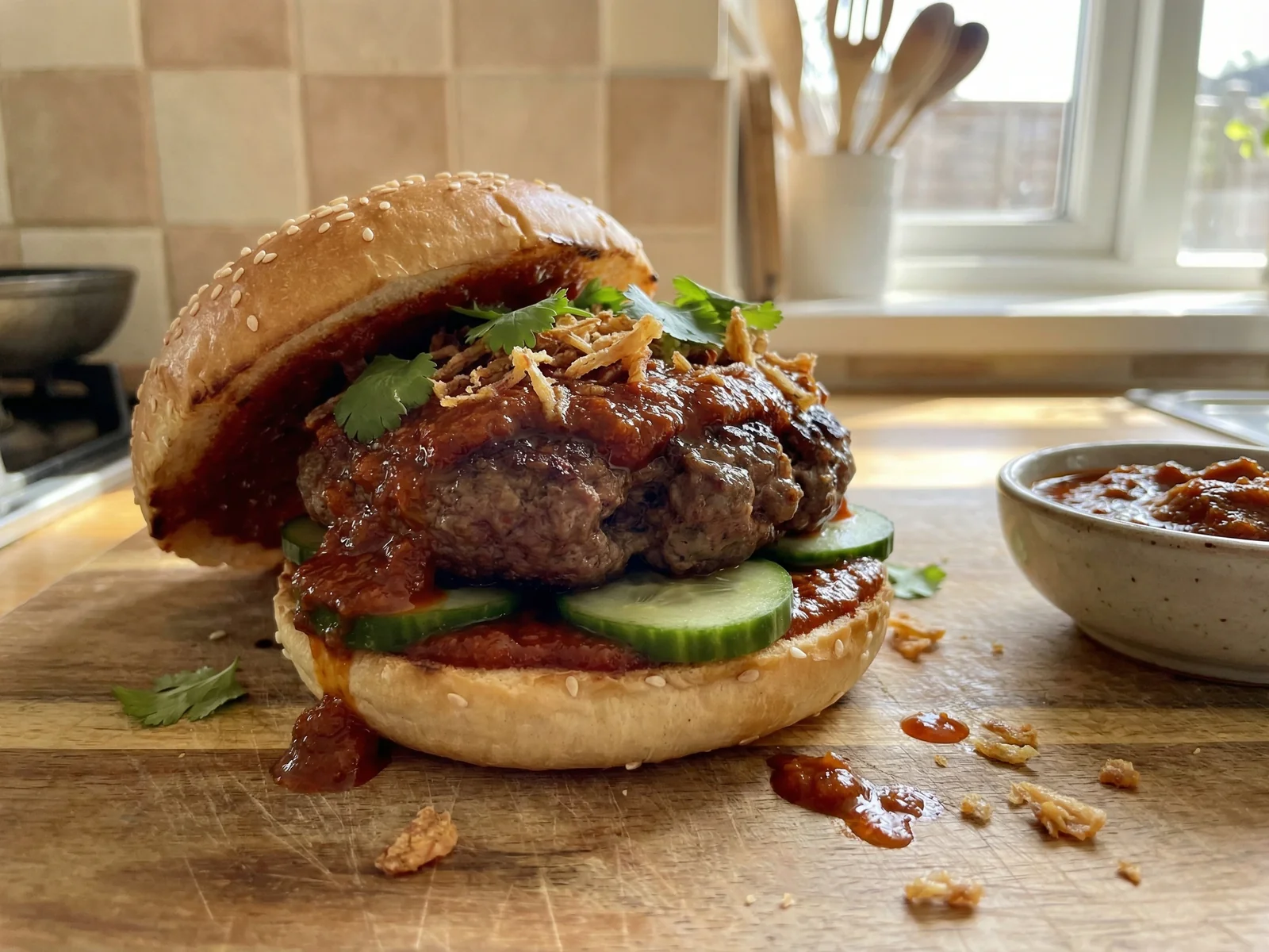 Malaysian Rendang Beef Burger