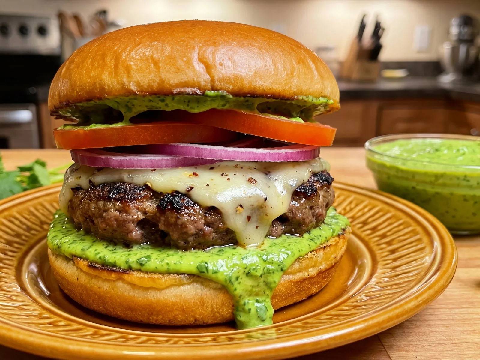 Peruvian Aji Verde Sauce Burger