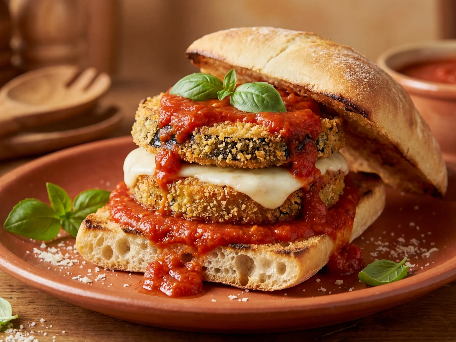 Sicilian Eggplant Parmesan Burger