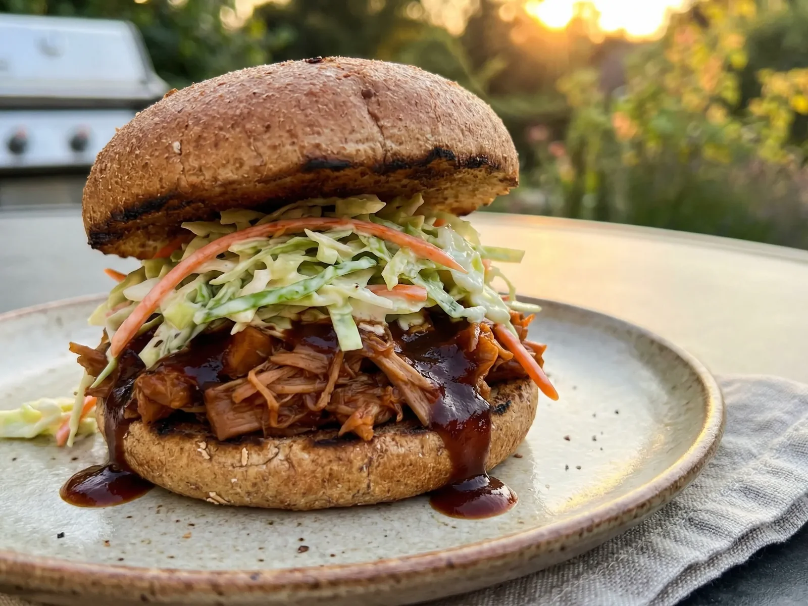 Vegan BBQ Pulled Jackfruit Burger