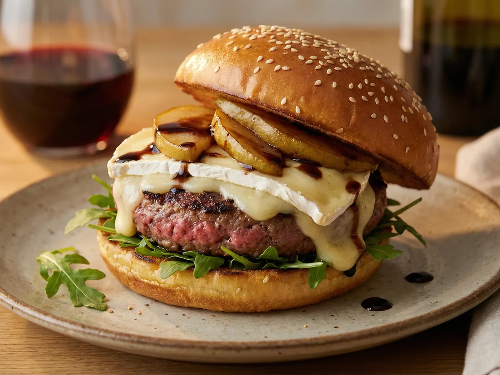 Caramelized Pear & Brie Burger