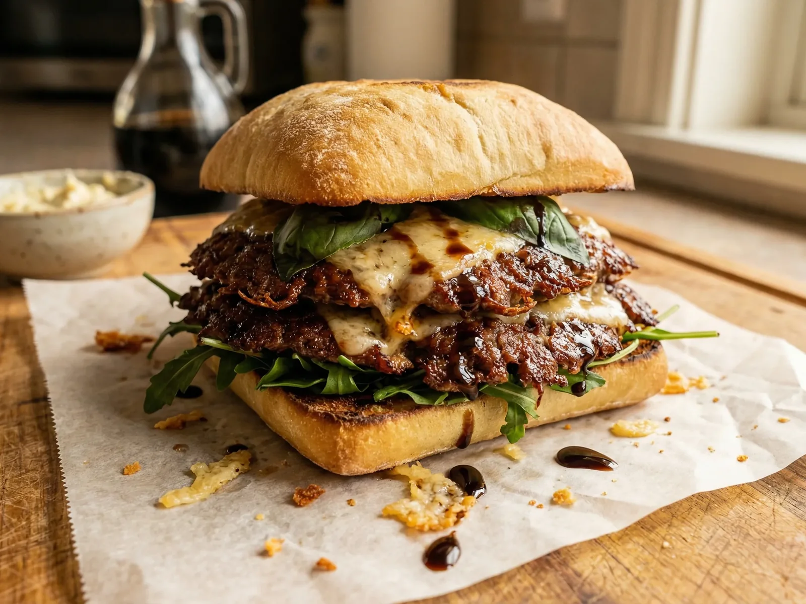 Garlic Parmesan Smash Burger