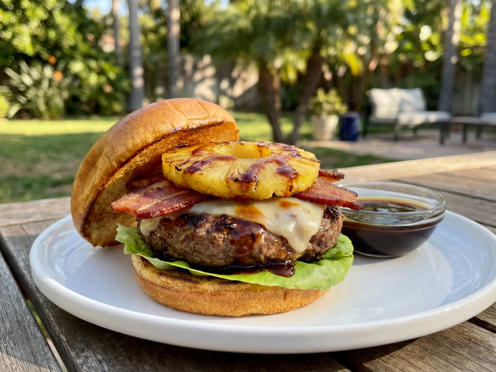 Hawaiian Teriyaki Burger with Grilled Pineapple