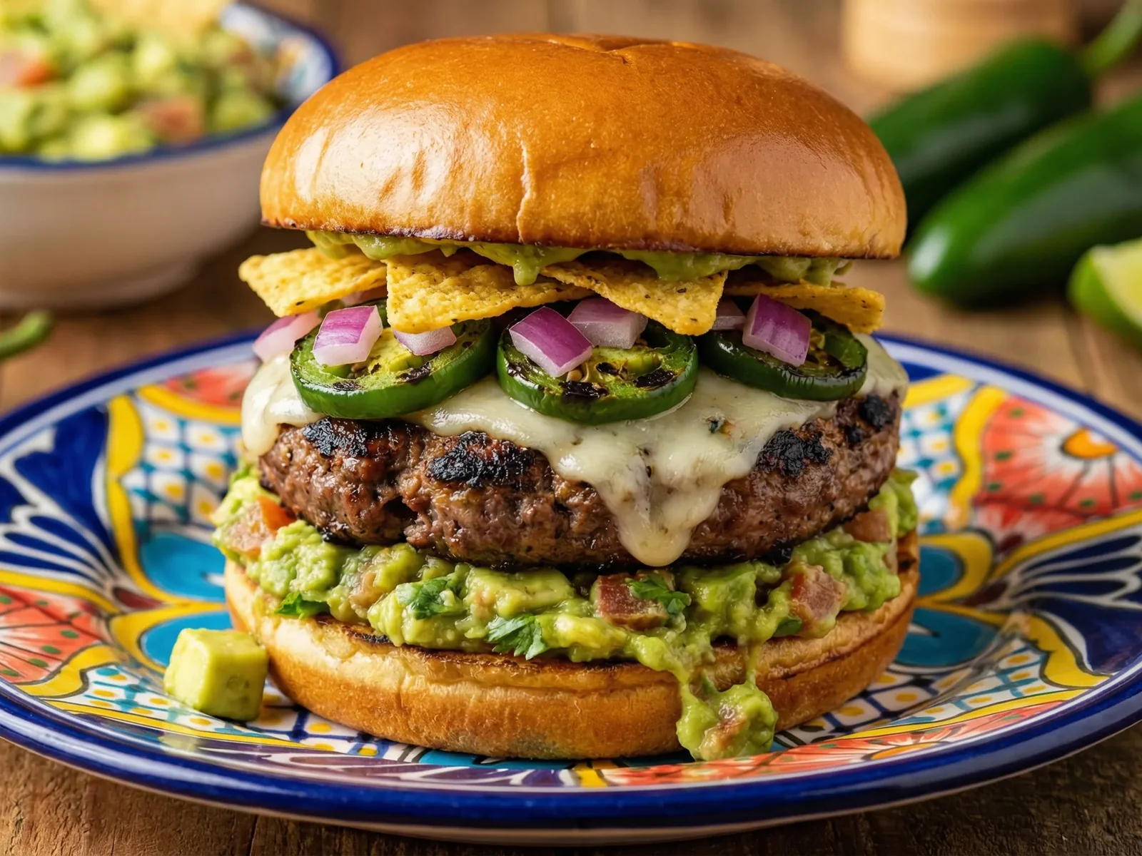 Jalapeño Pepper Jack Burger with Fresh Guacamole