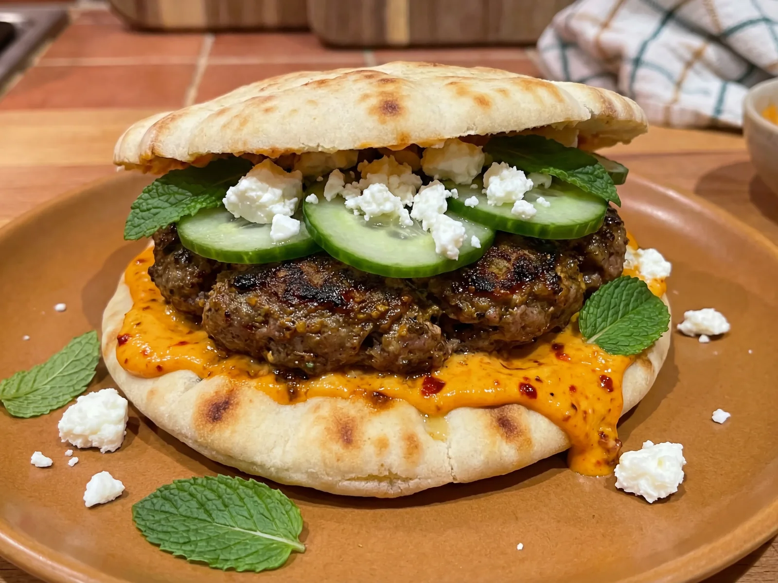 Moroccan Harissa Beef Burger