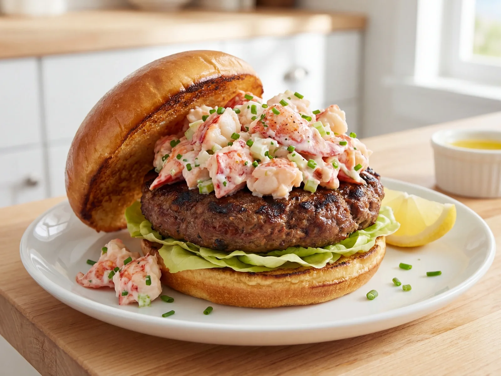 Lobster Roll Surf and Turf Burger