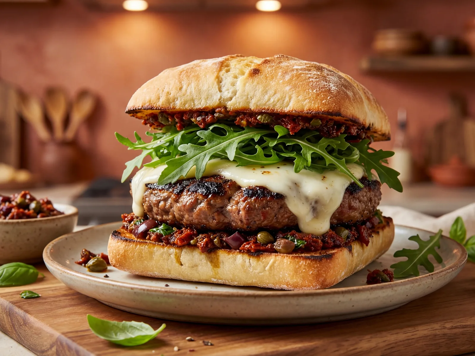 Sun-Dried Tomato Tapenade Burger