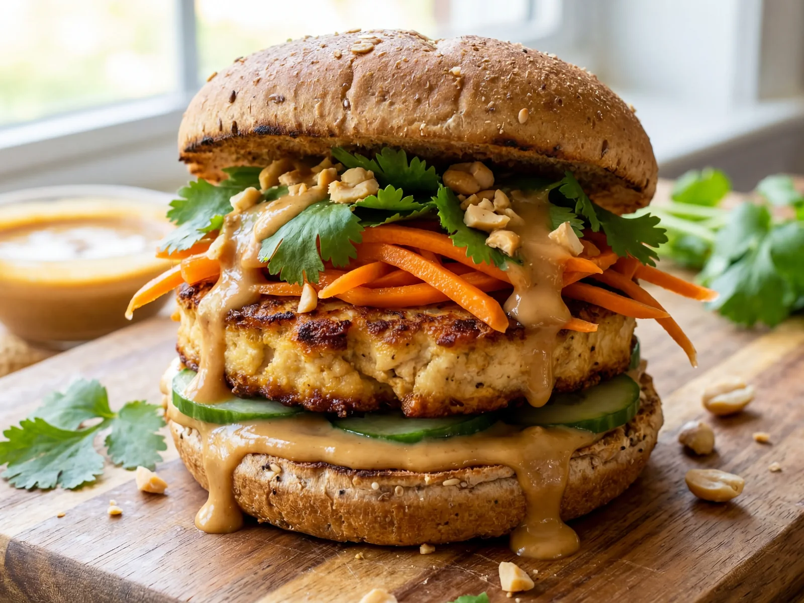 Thai Peanut Satay Tofu Burger